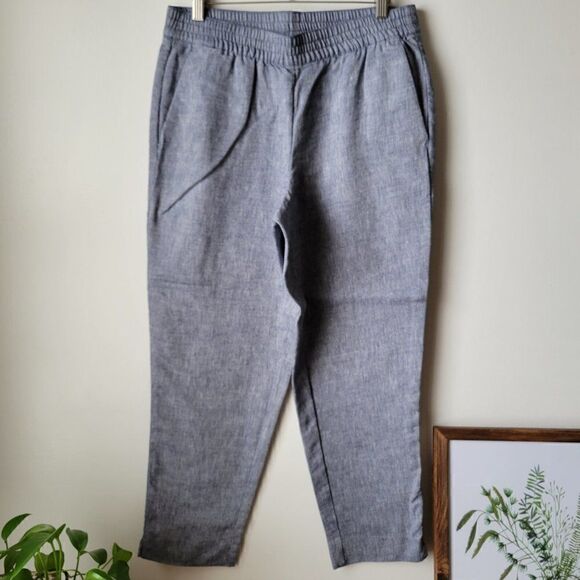 EUC LAND'S END LINEN BLEND DENIM STYLE SOFT SLIM LEG PANTS SZ 10 / M - Picture 1 of 16